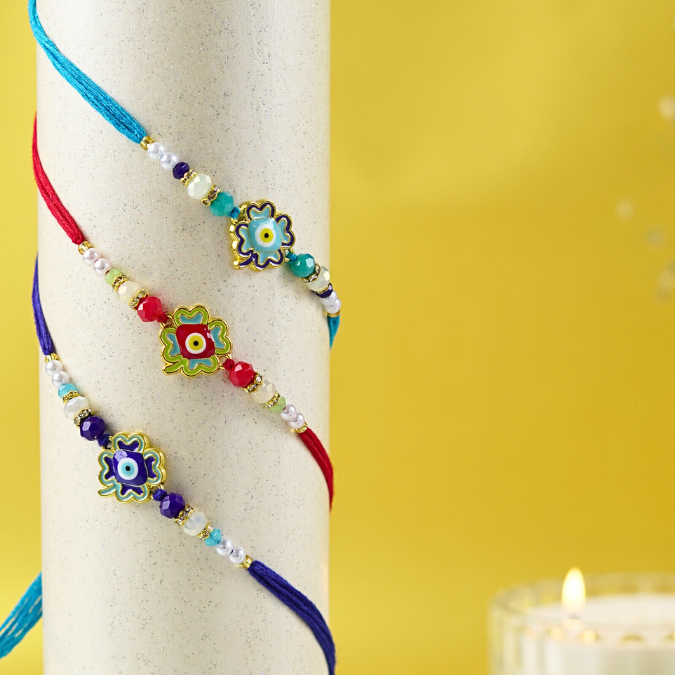 Floral Enamel Rakhi, Set of 2