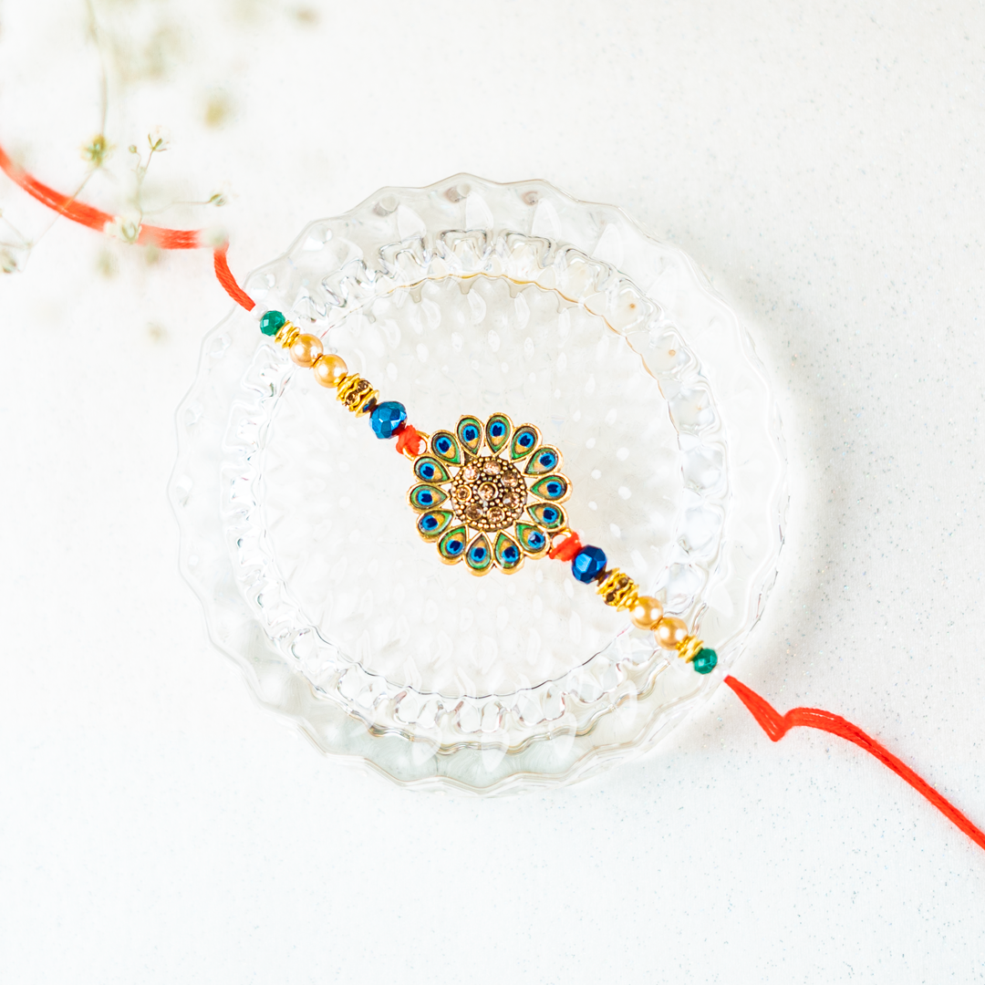 Peacock Feather Rakhi Bracelet