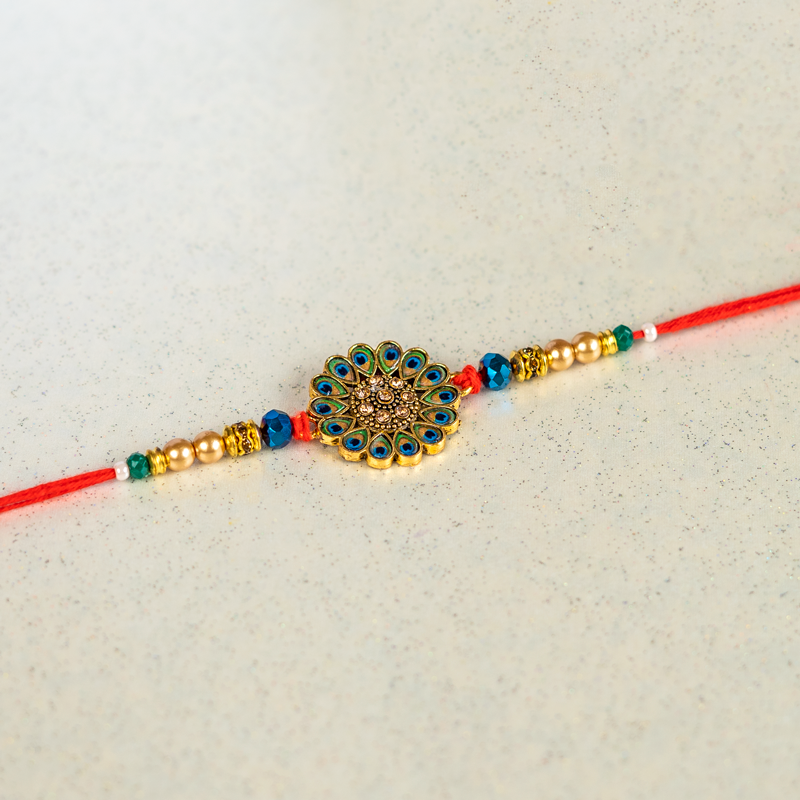 Peacock Feather Rakhi Bracelet