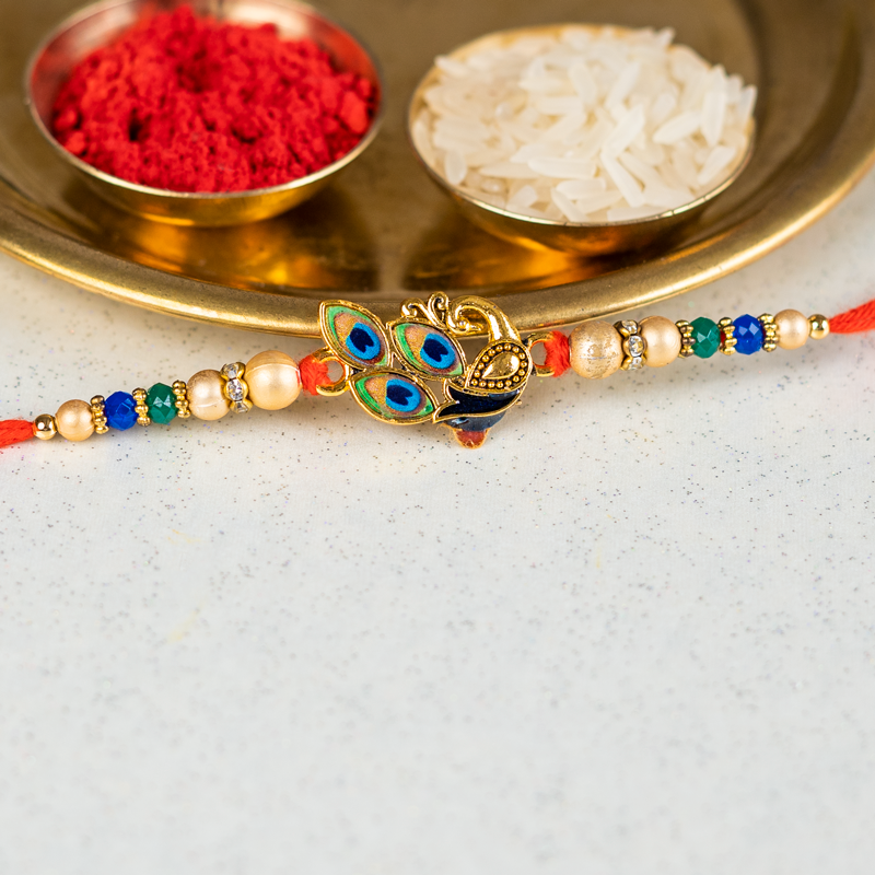 Peacock Elegance Rakhi Bracelet