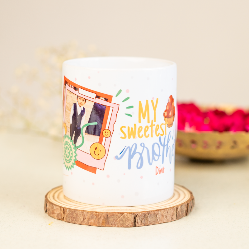 Personalized 'Sweetest Brother' Photo Mug