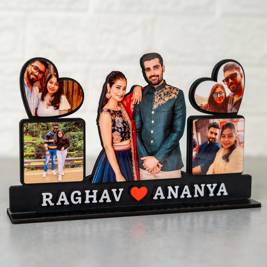 Couple Stand with Collage Panels