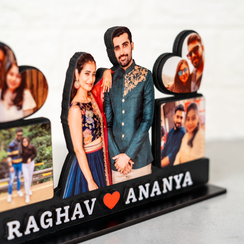 Couple Stand with Collage Panels