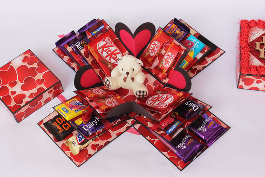 Chocolate Explosion Box - Floral Hearts