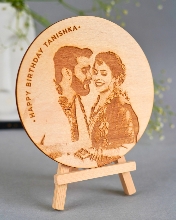 Personalized Wooden Engraved Photo Frame for Couples