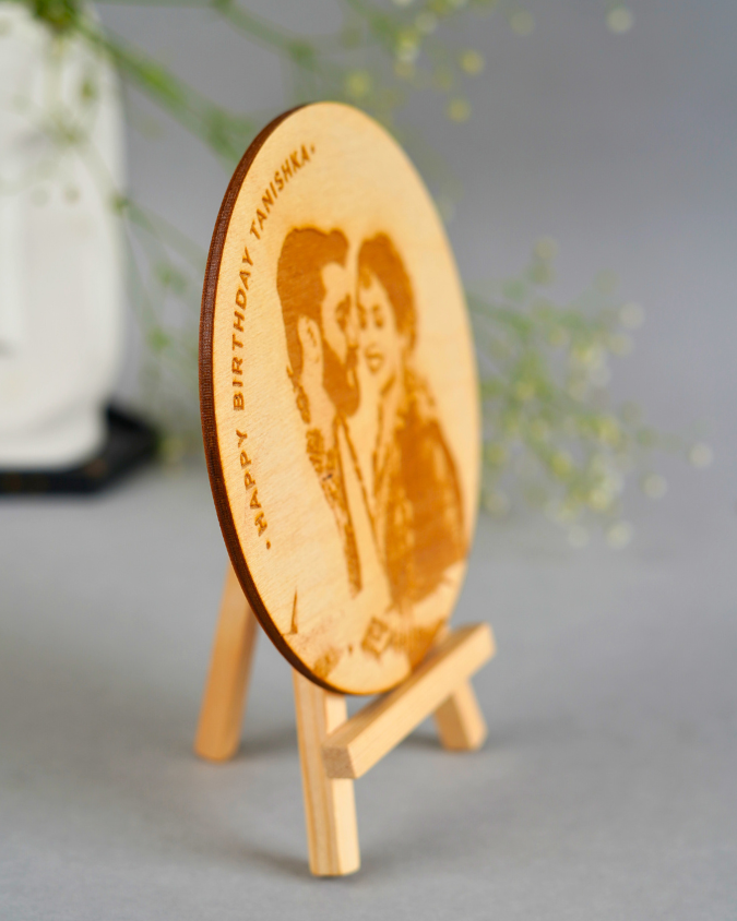 Personalized Wooden Engraved Photo Frame for Couples