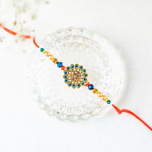 Peacock Feather Rakhi Bracelet
