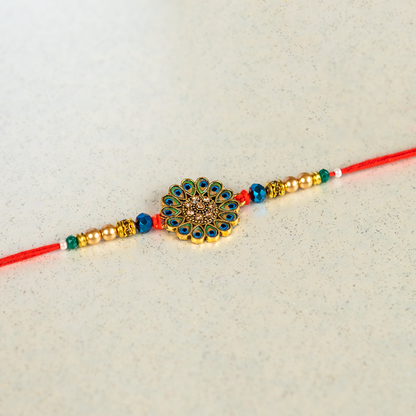 Peacock Feather Rakhi Bracelet