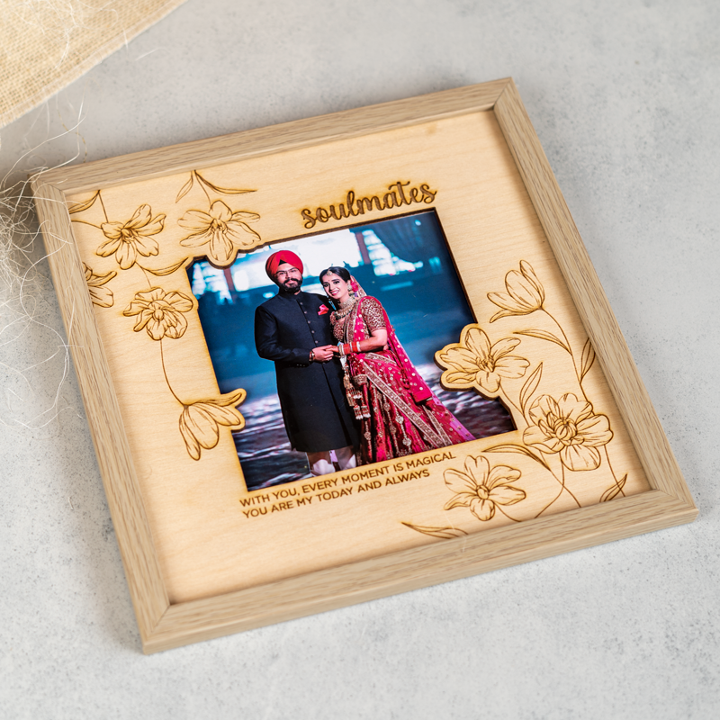 Elegantly Engraved Personalized Wooden Frame