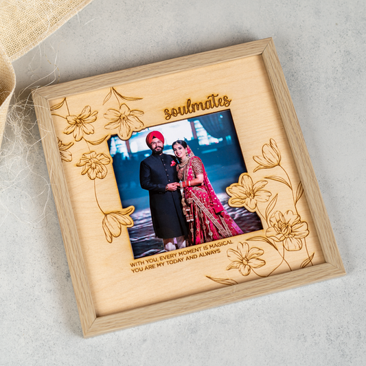 Elegantly Engraved Personalized Wooden Frame