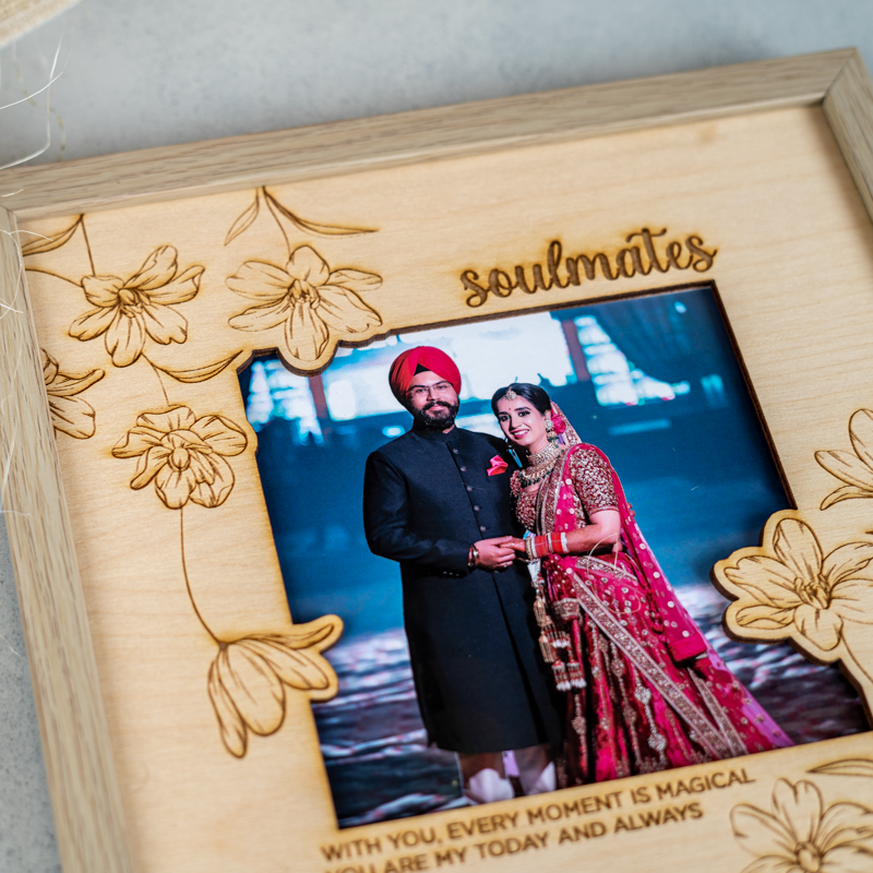 Elegantly Engraved Personalized Wooden Frame