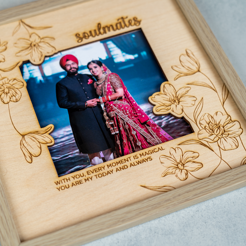 Elegantly Engraved Personalized Wooden Frame