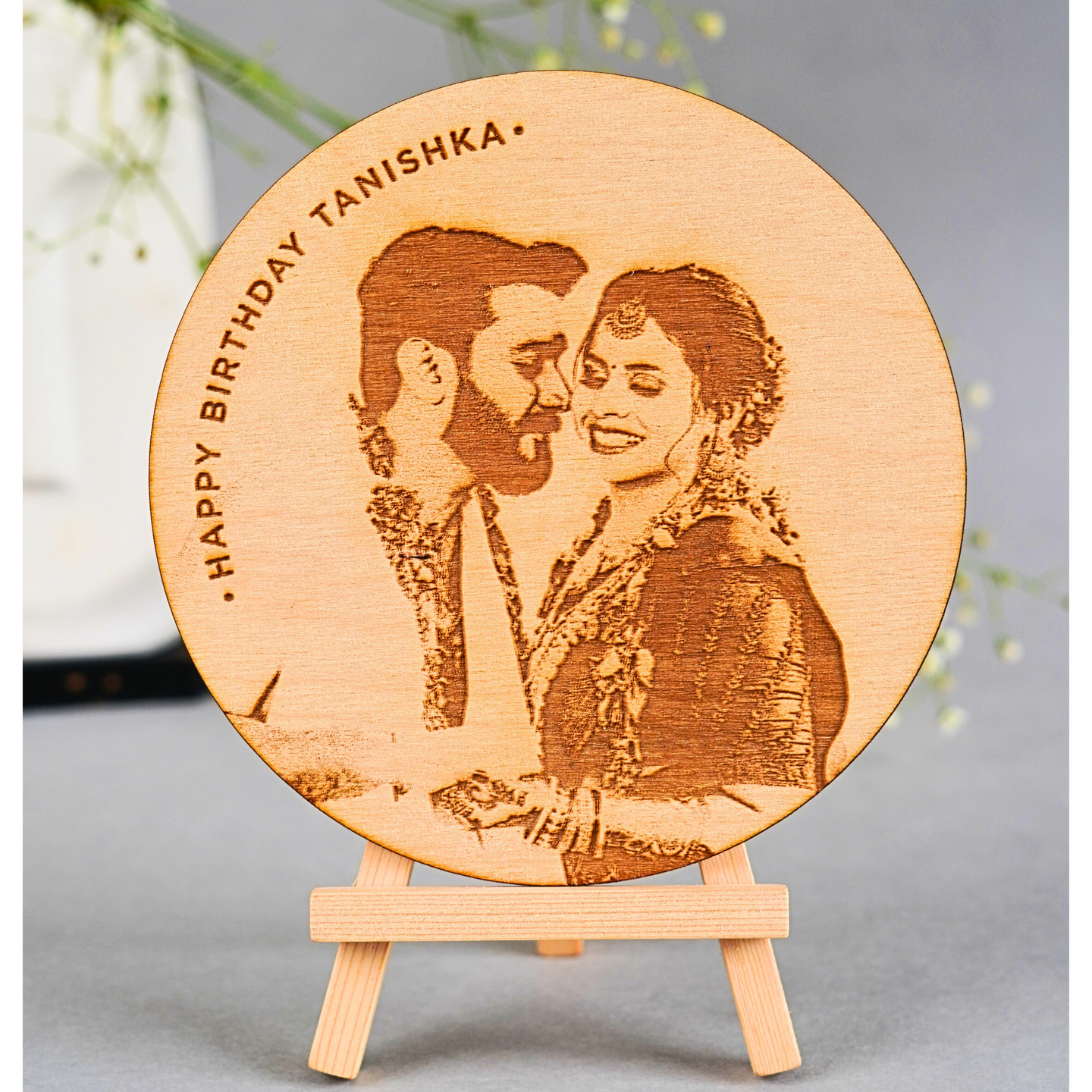 Personalized Wooden Engraved Photo Frame for Couples