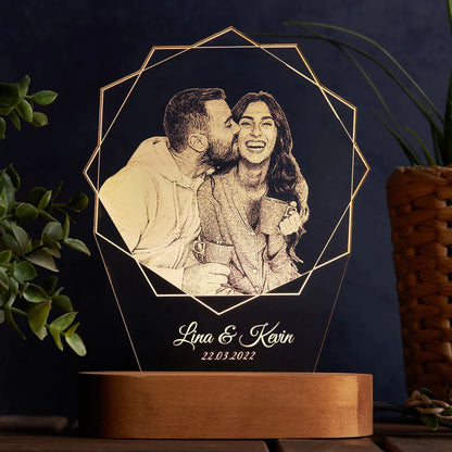 Custom 3D engraved photo lamp
