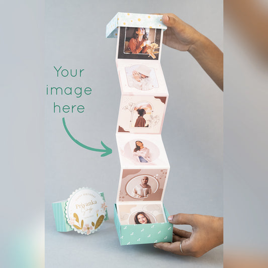 Zig Zag Photo Box - Minty florals