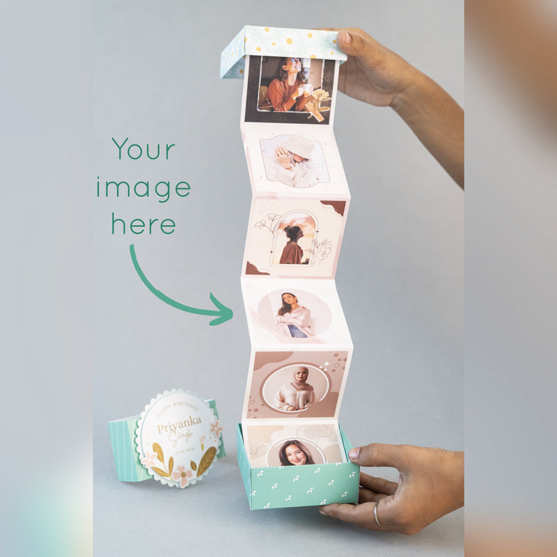 Zig Zag Photo Box - Minty florals