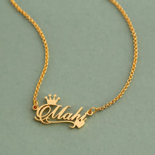 Personalised crown underlined heart name necklace