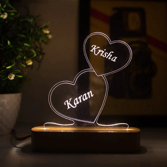 Personalized name lamp - Double heart