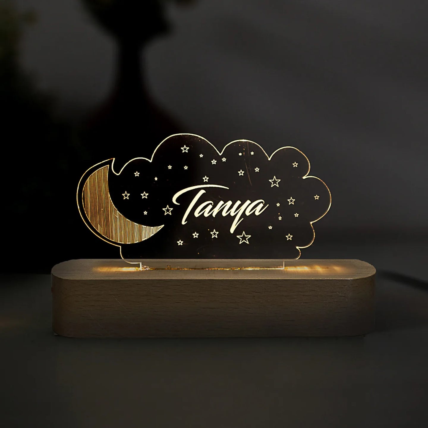 Personalized name lamp - Moon & stars