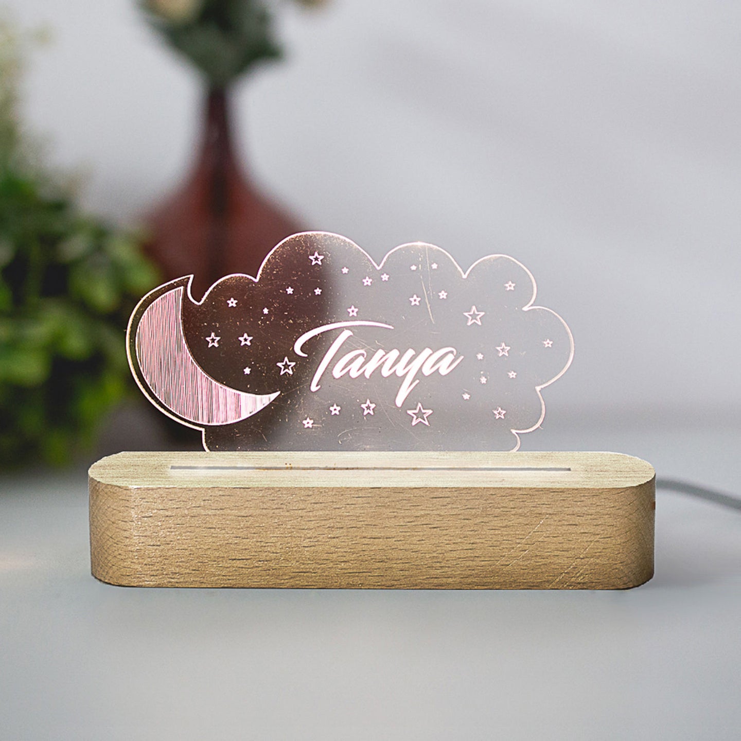 Personalized name lamp - Moon & stars